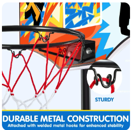 JOYFY 2.8 ft-6.2 ft Adjustable Kids Basketball Hoop with 4 Balls Toddler Baksetball Goal Toy Indoor Outdoor Basket Ball Game Set for Boys Girls Age 3 4 5 6 7 8 Gift