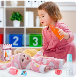 SYNCFUN 2 PCS Doll Magic Bottle Set, Disappearing Magic Milk & Juice Bottles with Caps and 2 Toy Pacifiers Baby Doll Accessories Feeding Set Stuff for Girls Christmas Birthday Gift