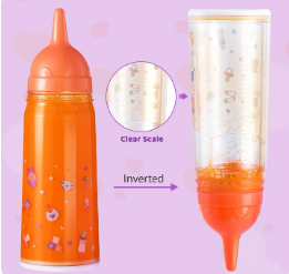 SYNCFUN 2 PCS Doll Magic Bottle Set, Disappearing Magic Milk & Juice Bottles with Caps and 2 Toy Pacifiers Baby Doll Accessories Feeding Set Stuff for Girls Christmas Birthday Gift