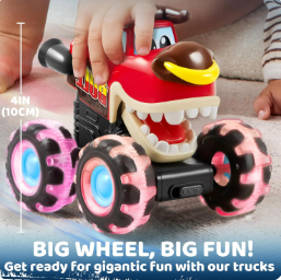 JOYFY 3 Pack Monster Truck Toy - Motion Activated Light-Up Cars for Toddlers - Monster Treads Lightning Wheels - Baby Toy Present - Press & Go Cars for Boys Girls Birthday Gifts Easter Basket Stuffer
