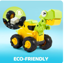 Joyfy 4Pack Dinosaur Construction Vehicles Set, Baby Toy Cars for Toddlers, Car Toys for 1 2 3 Year Old Boys Girls Kids, Best Birthday Gifts for Toddler