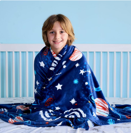 Joyfy Glow in The Dark Blanket-Space Gifts for Girls Boys 50" x 60" Soft Cozy Flannel Kids Throw Blanket