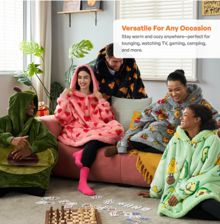 Joyfy Wearable Blanket Oversized Sherpa Sweatshirt, Warm and Cozy Hoodie Blanket for Adult Christmas Birthday Gift