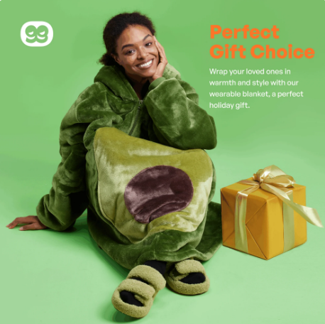 Joyfy Wearable Blanket Oversized Sherpa Sweatshirt, Warm and Cozy Hoodie Blanket for Adult Christmas Birthday Gift