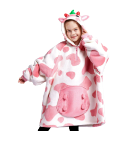 Joyfy Kids Wearable Blanket Hoodie, Warm and Cozy Flannel Sweatshirt for Gilrs and Boys Christmas Birthday Gifts