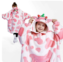 Joyfy Kids Wearable Blanket Hoodie, Warm and Cozy Flannel Sweatshirt for Gilrs and Boys Christmas Birthday Gifts