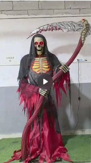 7ft Animated Grim Reaper Holding Giant Scythe