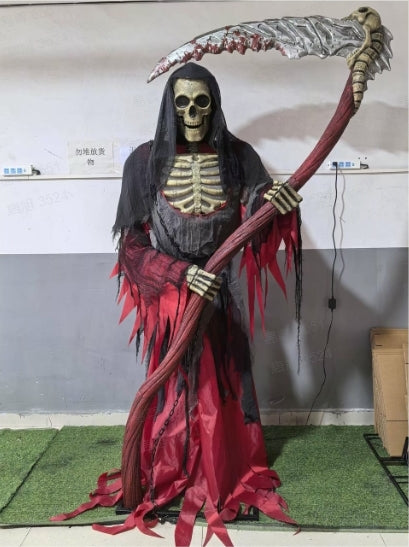7ft Animated Grim Reaper Holding Giant Scythe
