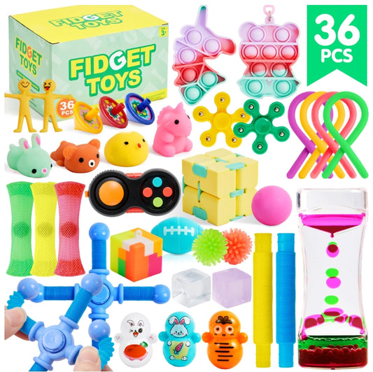 Joyfy 36 Pack Fidget Toys Adults Party Favors, Autism Sensory Toys for Kids with ADHD Treasure Box Toys Classroom Prizes Stress Relief Gifts Pinata Stuffers Goodie Bag Fillers