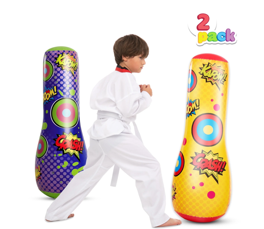 Joyfy 2 Pack Punching Bag for Kids,47 Inches Double-sided Inflatable Bop Bag With Bounce-back Action for Toddler