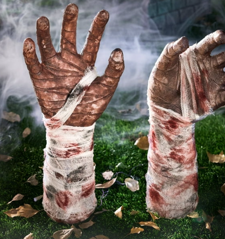 Joyfy Halloween Decoration Outdoor Bloodstain Zombie Arm Yard Stake,Fake Arm Hands Groundbreaker Halloween Yard Decorations