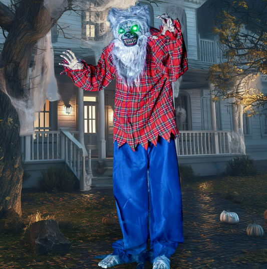 Joyfy 63" Standing Werewolf Large Halloween Decorations Outdoor Scary Decorations Halloween Motion Activated Werewolf with LED Eyes & Sound,Haunted House Decor