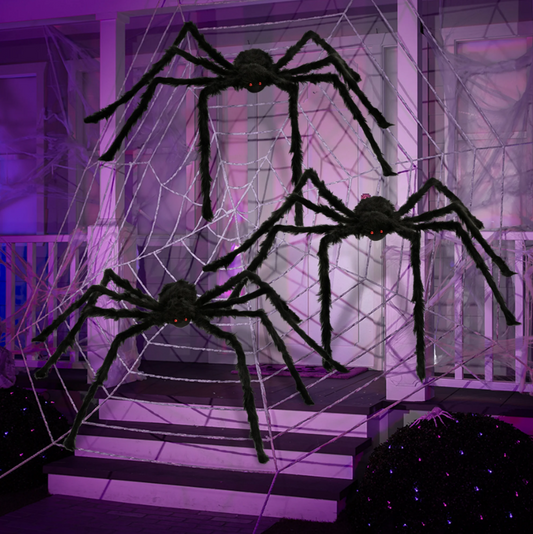 Joyfy 3 Pack 5 FT Giant Spider Halloween Decorations,Scary Spider Halloween Decorations Outdoor Party Decorations Props Halloween Yard Decorations,Black