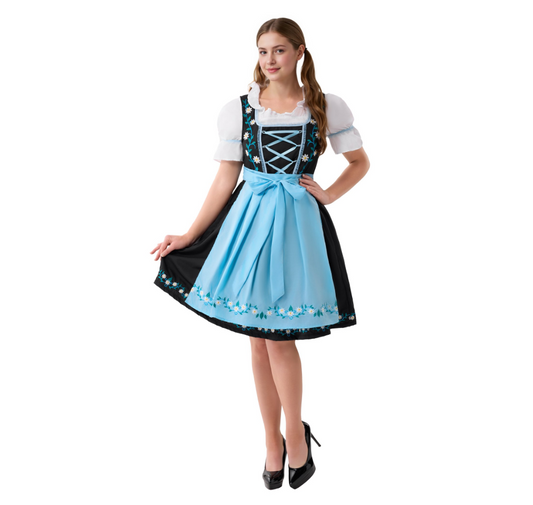 Joyfy Women Oktoberfest Dress, Halloween Embroidery German Beer Costumes for Halloween Costumes Dress-up Party and Beer Festival