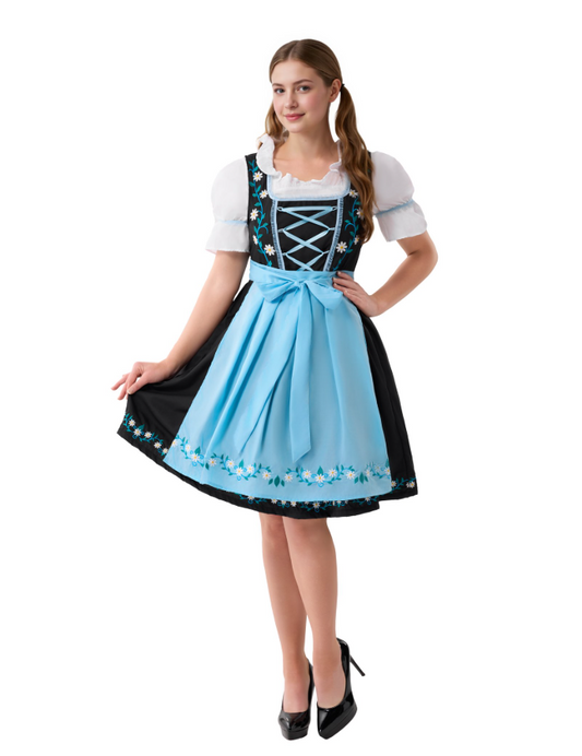 Joyfy Women Oktoberfest Dress, Halloween Embroidery German Beer Costumes for Halloween Costumes Dress-up Party and Beer Festival