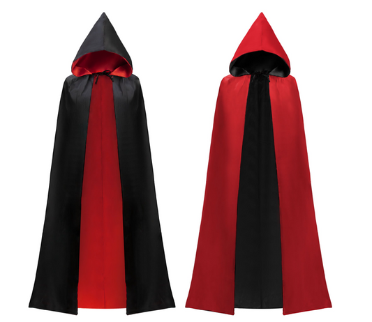 Joyfy Unisex Vampire Costume Accessories Halloween Vampire Cape for Adult Transylvania Dracula Theme Party with Reversible Hooded Cape Cloak and Tattoo Scar-140cm