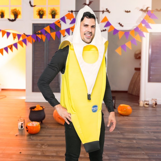 Joyfy Men's Banana Costume for Adult Funny Fruit Costume Banana Halloween Fancy-Dress Costume for Themed Party Cosplay