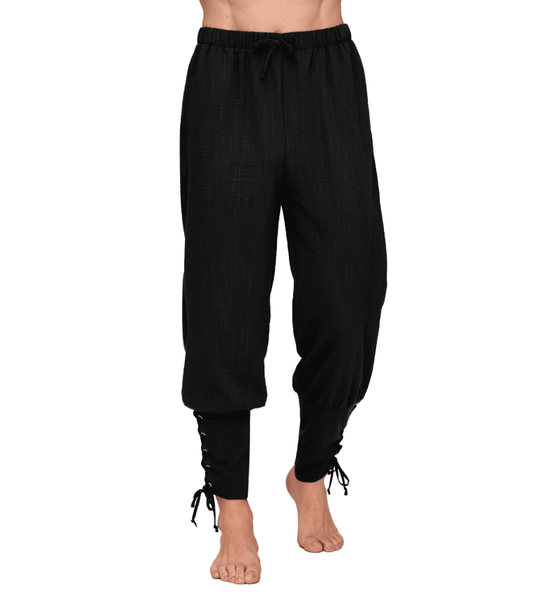 Joyfy Men Renaissance Pants, Ankle Banded Pirate Pants, Medieval Viking Pirate Costume Lace Up Trousers for Halloween Party