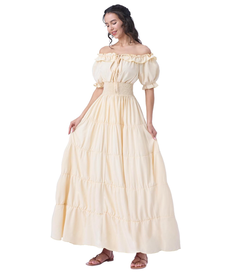 Joyfy Renaissance Costume for Women Medieval Chemise Dress Pirate Peasant Tops Irish Under Dress Halloween Cosplay Costume
