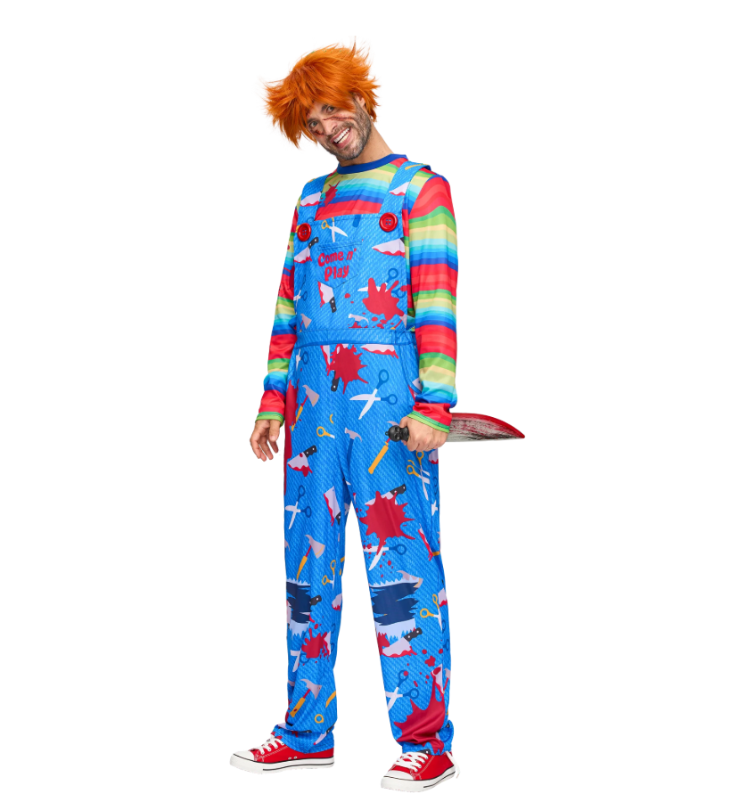 Joyfy Men Killer Doll Costumes, Creepy Doll Costume for Adult Halloween Dress up Party Cosplay, Family Matching Costumes
