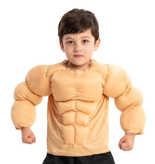 Joyfy Halloween Muscle Costume for Kids, Body Builder Costume Shirt Kids Boys Suit for Halloween Dress-up Party 5-14 Years