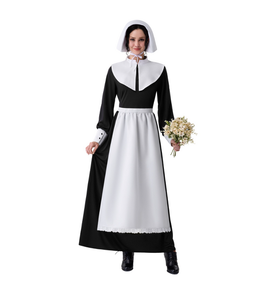 Joyfy Pioneer Costume Dress for Women Modest Prairie Colonial Dress Womens Pilgrim Dress Costume for Halloween Party Dress up Cosplay
