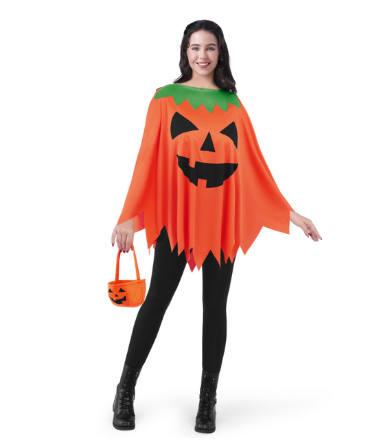 Joyfy Women Pumpkin Poncho Costume Adult, Pumpkin Costume Halloween Costumes for Women Fancy Dress Cosplay