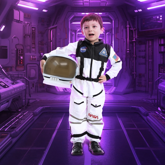 Joyfy Astronaut Costume with Helmet for Kids Toddler Boys Halloween Dress Up Party and Roly Play Cosplay 3-14 Years