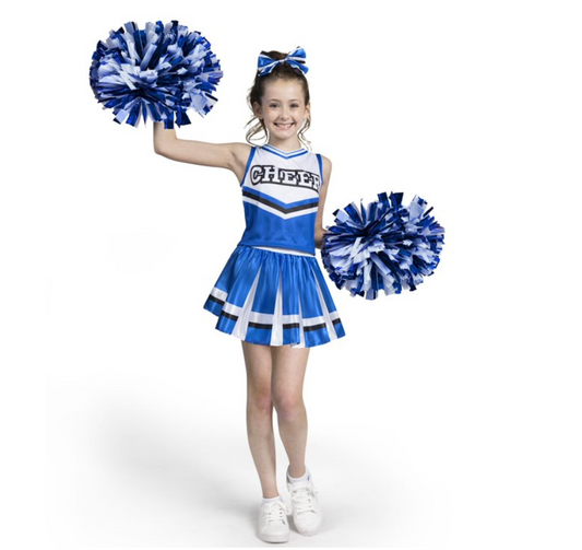 Joyfy Cheerleader Costume for Girls, Halloween Cute Cheer Uniform Outfit with Accessories for Kids Halloween High School Cheerleader Dress Up Costumes