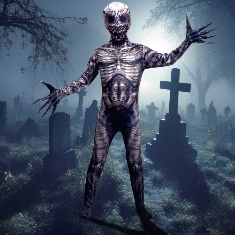 Joyfy Scary Halloween Costume for Child, Shadow Demon Costume Skin Costume for Kids Halloween Dress Up