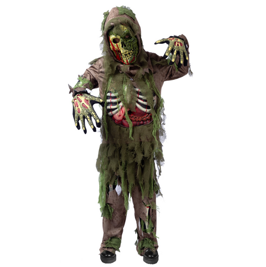 Joyfy Halloween Swamp Skeleton Living Dead Zombie Costume for Boys, Scary Zombie Costume for Kids Halloween Monster Themed Party Dress Up