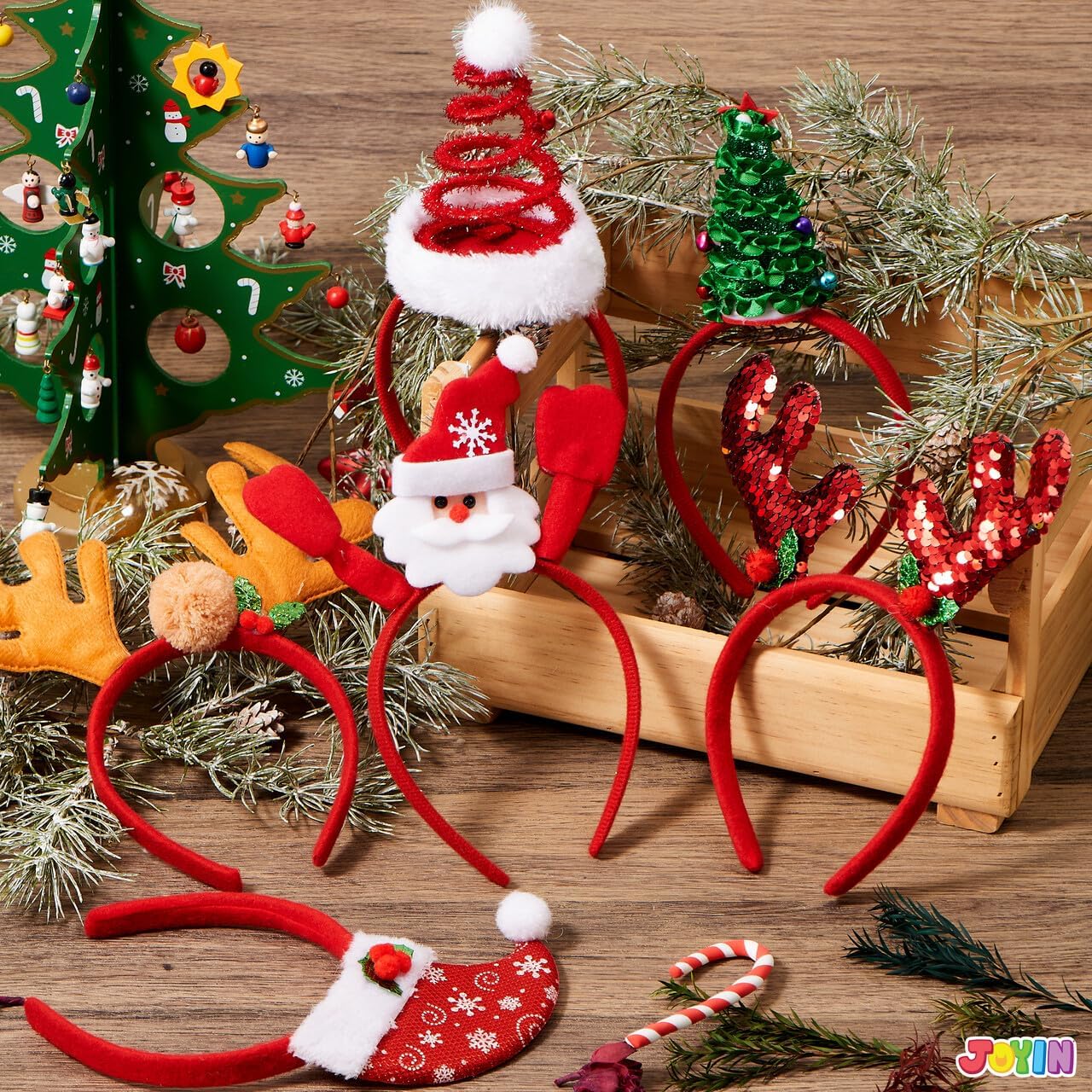 Joyfy 16pcs Christmas Cute Headbands, Fun and Festive Christmas Party Favor Supplies, Christmas Accessories for Christmas Party, Annual Meeting, Photo Booth