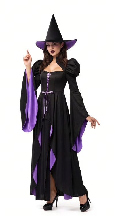 Joyfy Women's Classic Witch Halloween Costume-M size 2026, Witch Costume Set with Witch Dress & Hat Accessories for Halloween Cosplay Party