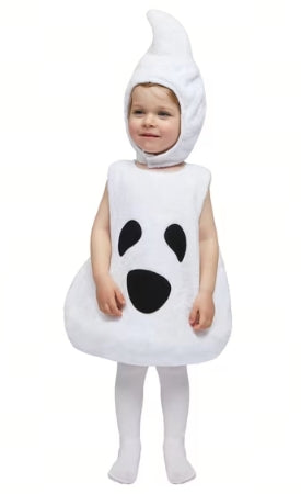 Joyfy Halloween Ghost Costume Toddler, My First Halloween Ghost Costume with Boo Hood for Infants, Cute Unisex Trick or Treat Romper for Baby Boys Girls