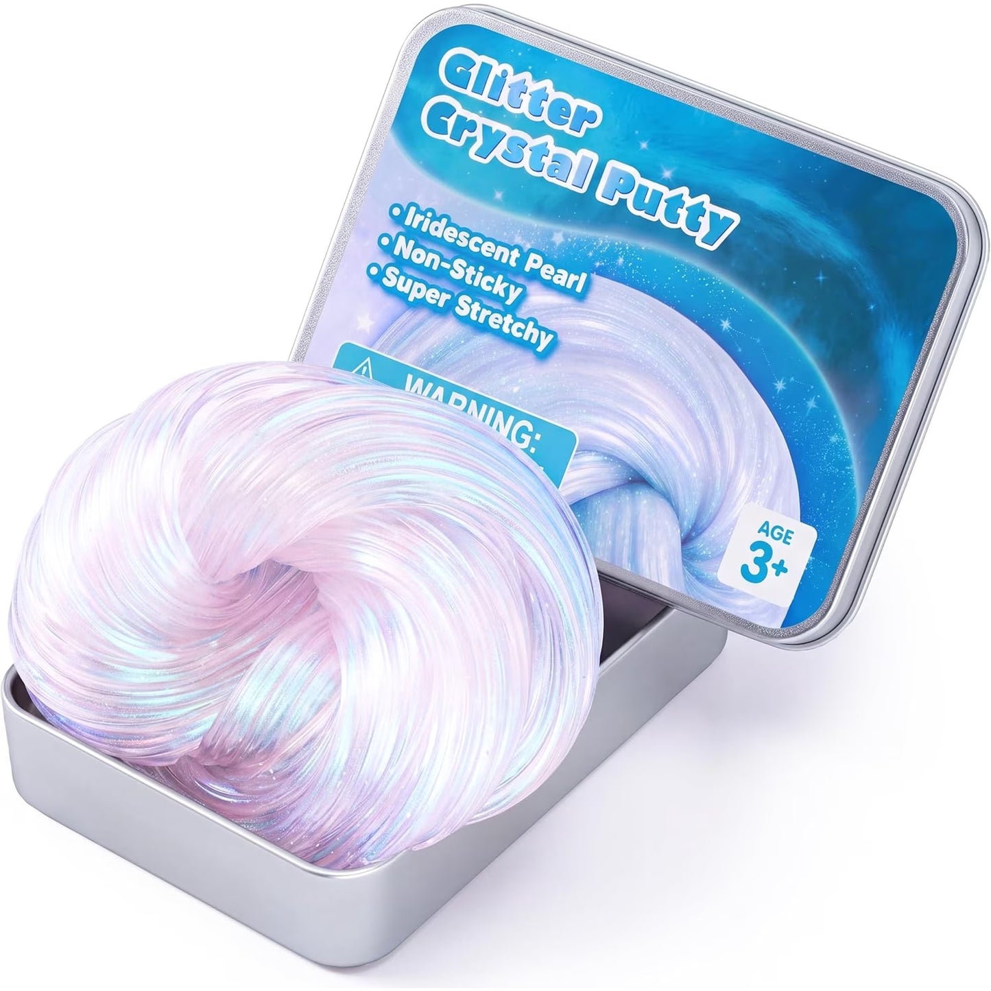Joyfy 4.2oz Glitter Crystal Putty, Non-Sticky Stretchy Sensory Slime for Kids and Adults, Squishy Stress Relief Toy for Christmas & Birthday Gifts