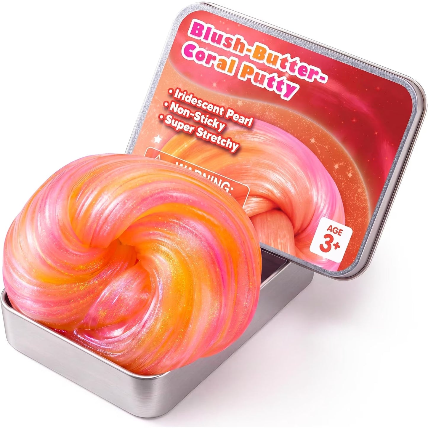 Joyfy 4.2oz Blush-Butter-Coral Putty, Non-Sticky Stretchy Sensory Slime for Kids and Adults, Squishy Stress Relief Toy for Christmas & Birthday Gifts