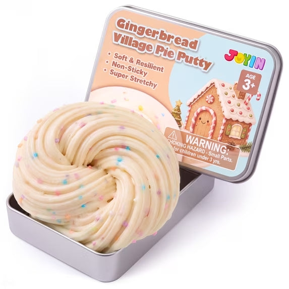 Joyfy Gingerbread Putty, 4.2 oz Christmas Slime, Therapy Putty for Kids and Adults, Stretchy Stress Relief Toy for Great Sensory Experience, Birthday Gifts & Party Favors