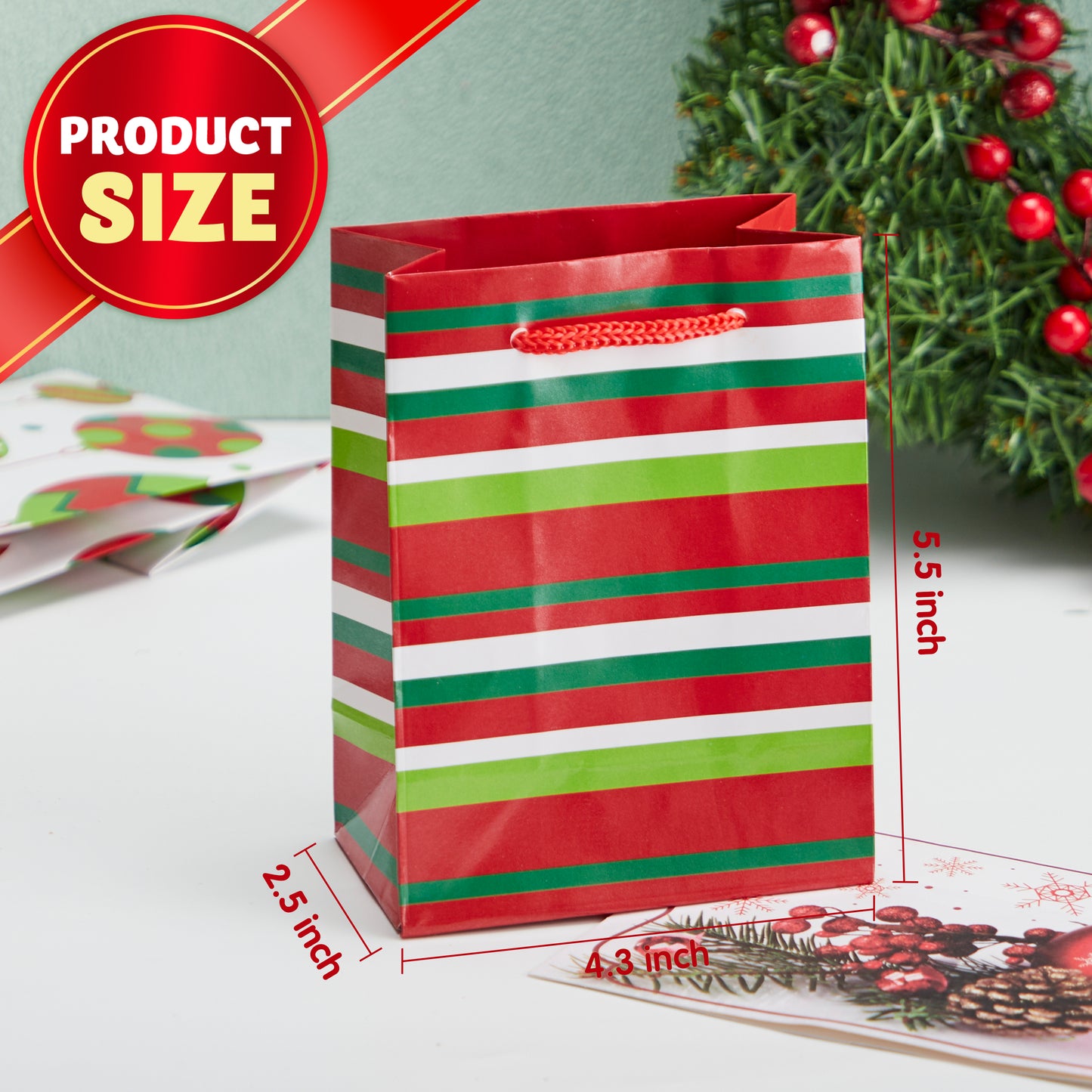 Joyfy 18 Pcs Christmas Holiday Goody Bags, 6 Assorted Christmas Designs Goodie Bags for Classrooms, Party Favors, Small Gift Bags, Kraft Bags and Christmas Craft Bags