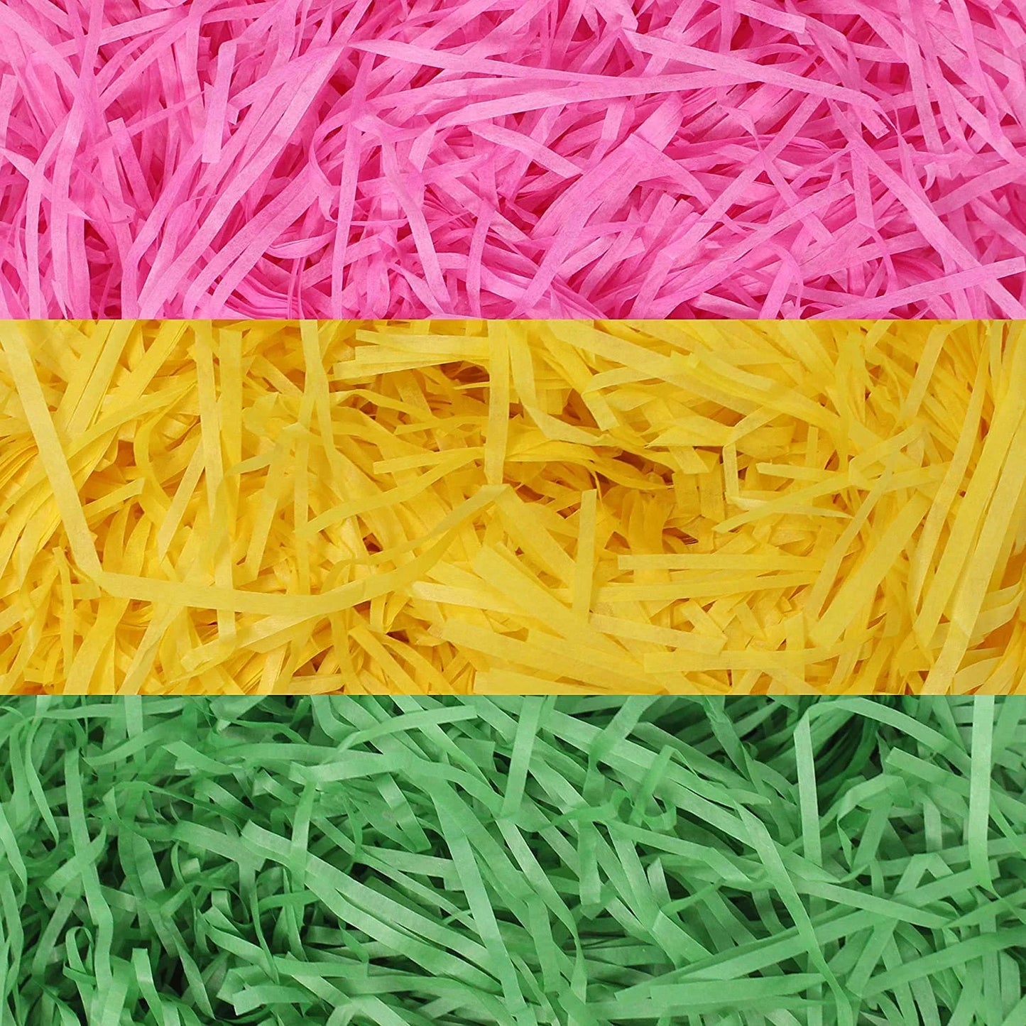 Joyfy 10 oz Easter Grass,280g Crinkle Cute Recyclable Paper Shred Filler for Basket Filling,Gift Wrapping,Party Decoration,Easter Egg Hunt (Pink, Yellow and Green)