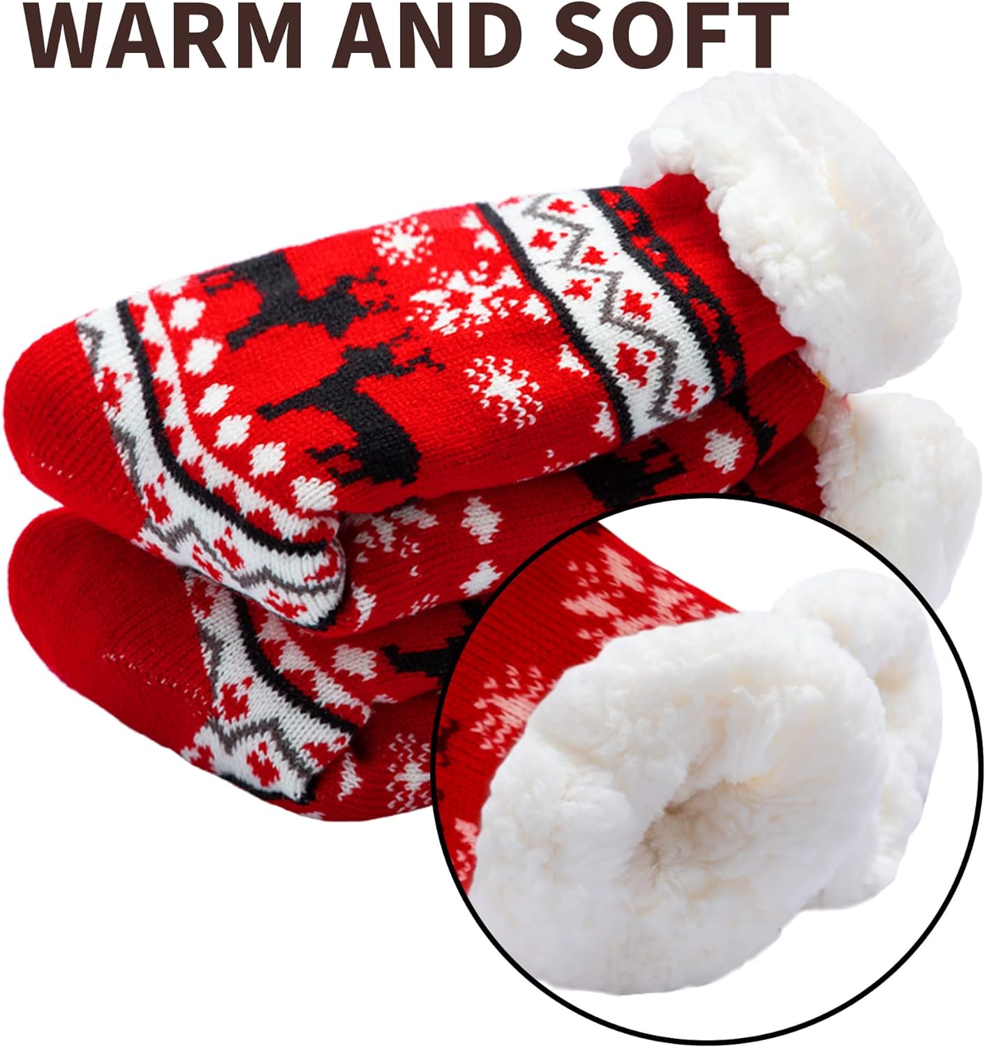 Joyfy 2 Pack Christmas Socks Fuzzy Socks for Women,Comfy Crew Fuzzy Sock Slippers for Women Adults,Christmas Gifts for Women