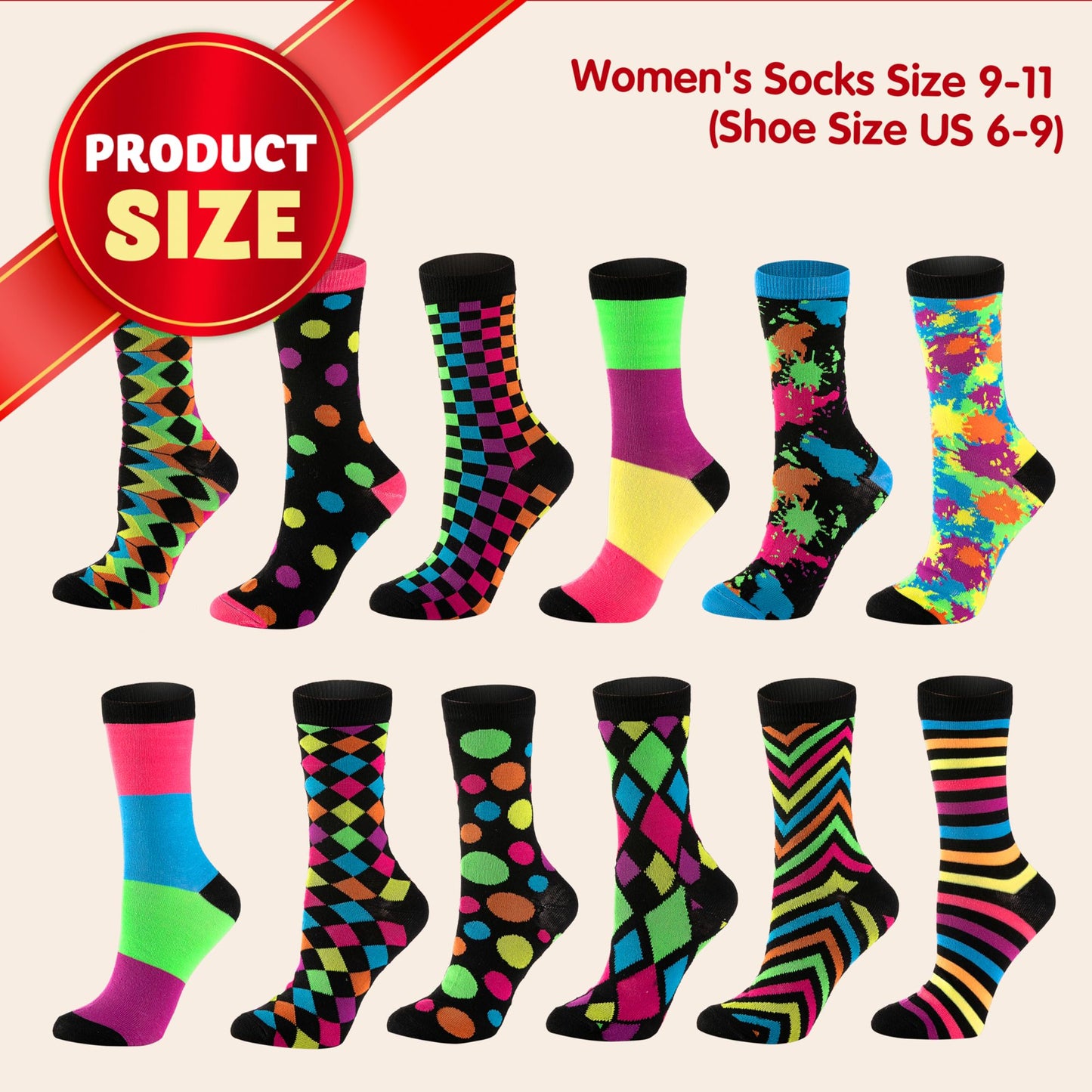 Joyfy 12 Pairs Christmas Socks Women, Plush Crazy Novelty Christmas Socks, Women's Holiday Christmas Socks, Christmas Gifts