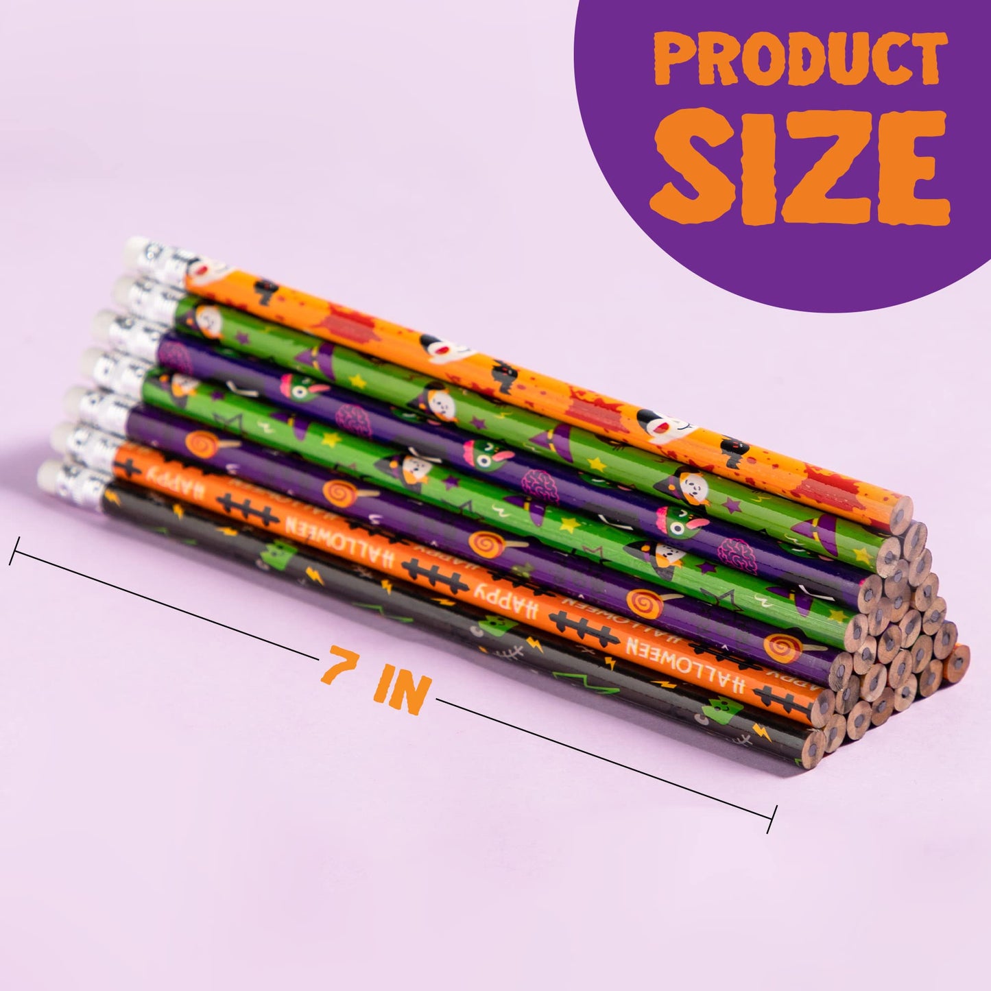 SYNCFUN 108 Pcs Halloween Pencils Bulk with Eraser for Kids,Colorful Pencils Stationery Pencil Set,Halloween Favors Prizes for Kids,Halloween Bulk Toys
