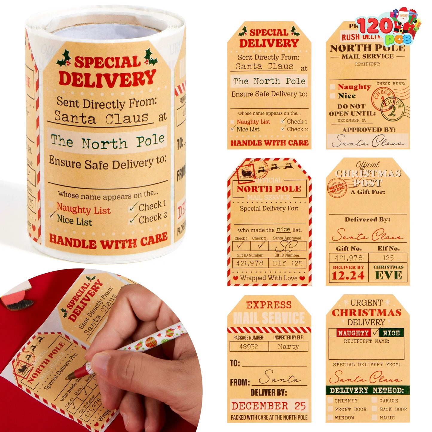 SYNCFUN Christmas Gift Tag Kraft Paper North Pole Style