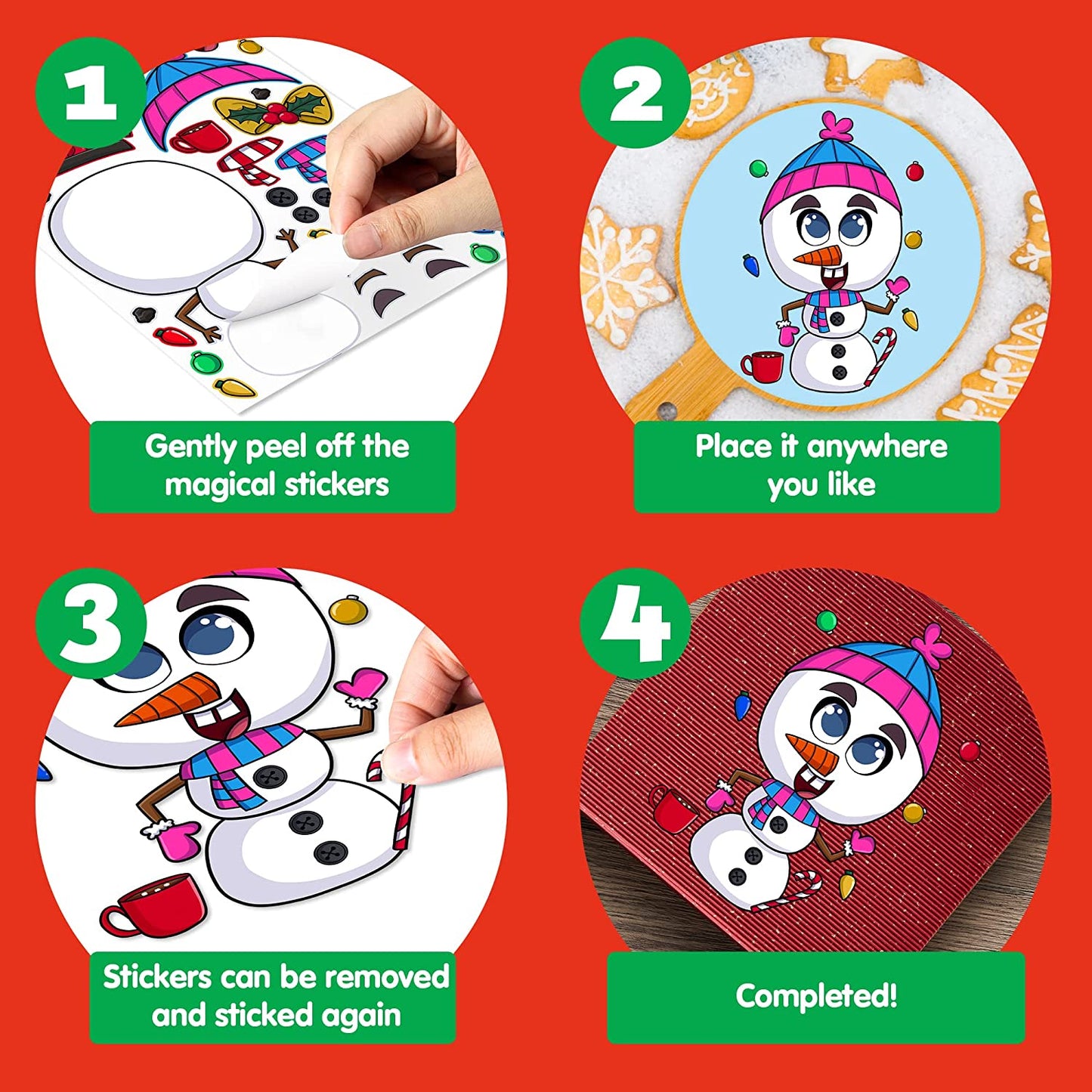 SYNCFUN 36 Pcs Christmas Make-a-face Sticker Sheets for Kids, Make Your Own Christmas Characters Mix and Match Sticker Sheets for Kids Party Favors Christmas Craft Kits