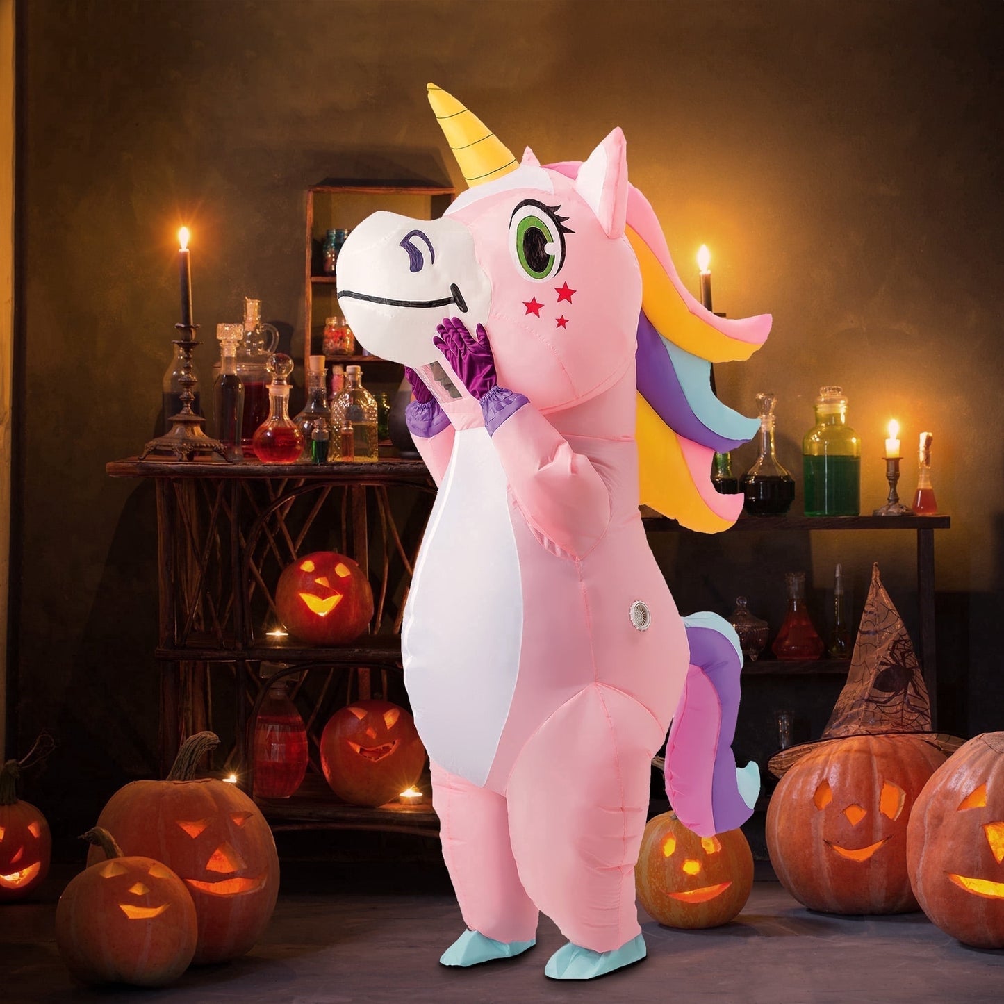 Joyfy Inflatable Costume for Adults, Full Body Unicorn Air Blow-up Halloween Costume Dress Up