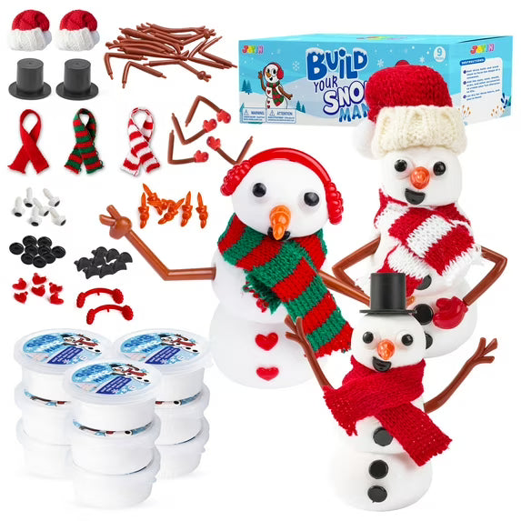 Joyfy 9 PCS DIY Snowman Christmas Craft Set, Make a Snowman Craft Kit, Perfect for Kids Christmas Party Favors, School Arts and Craft Activities
