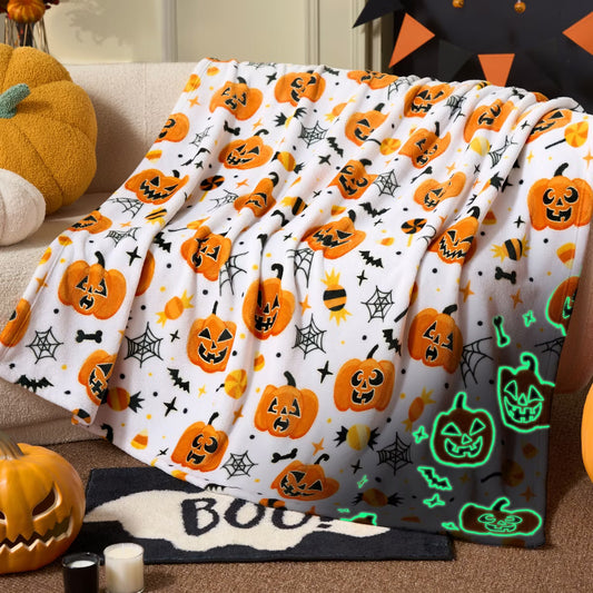 Glow in The Dark Blanket Construction Gifts for Boys Age 2-12Year Old Boy Gifts, Soft Cozy Flannel Kids Throw Blanket, Birthday Bedroom Decor