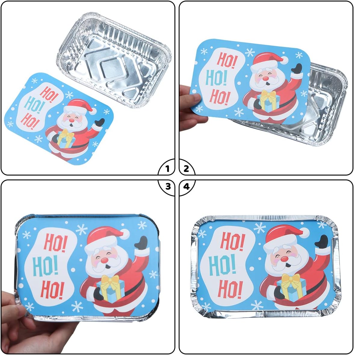 SYNCFUN 36 Pcs Christmas Foil Containers with Lids, 7"x5"x2" Rectangular Treat Foil Containers, Disposable Food Containers for Holiday Baking, Cooking, Heating, Storing, Prepping Food