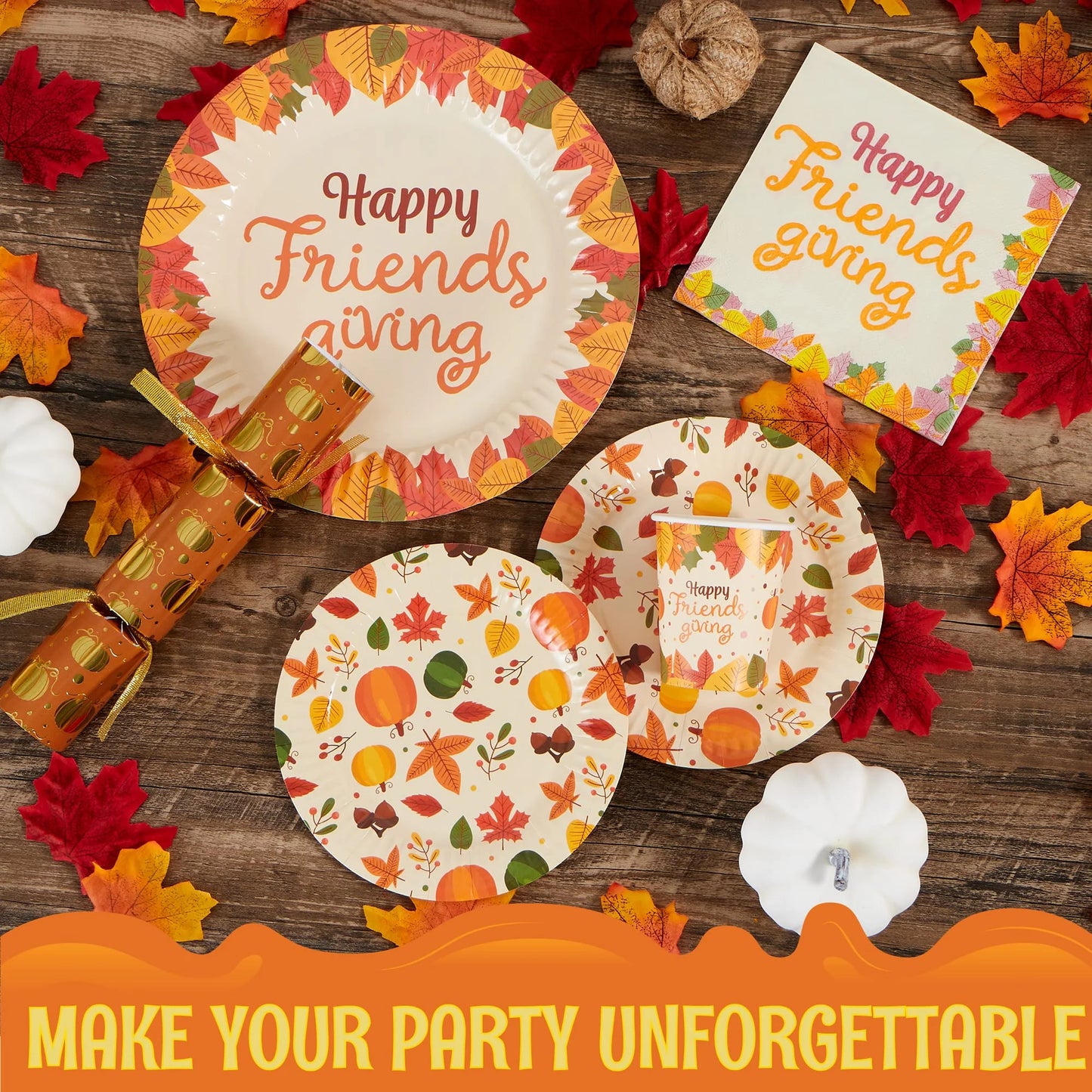 SYNCFUN 120 Pcs Thanksgiving Disposable Paper Plates and Napkins, Perfect for Thanksgiving Party Decorations