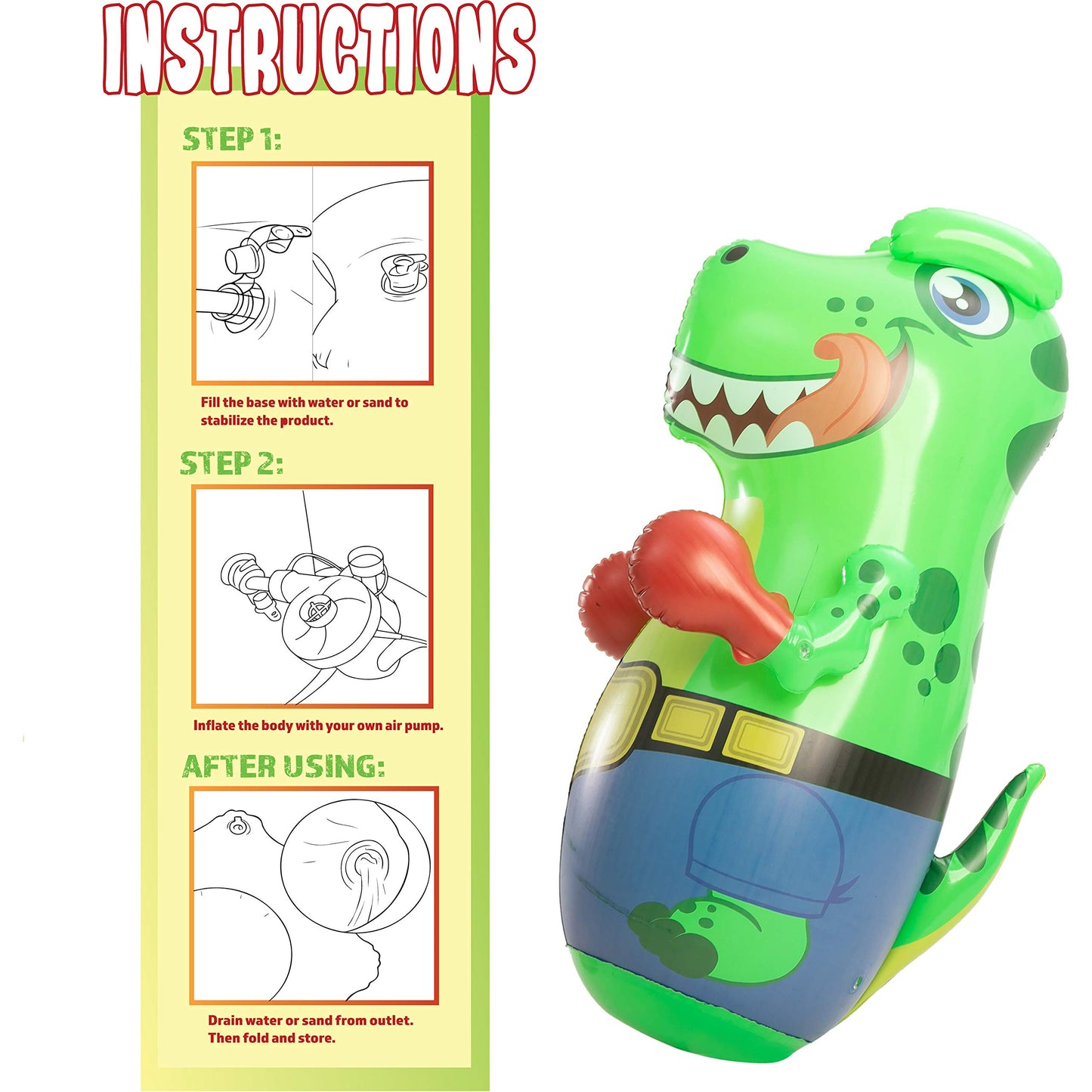 Syncfun 47 Inches Inflatable T-rex Dinosaur Bopper, Kids Punching Bag Bounce-back Action, Punching Toy For Boys